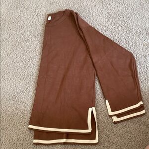 Brown Sweater with Cream Trim